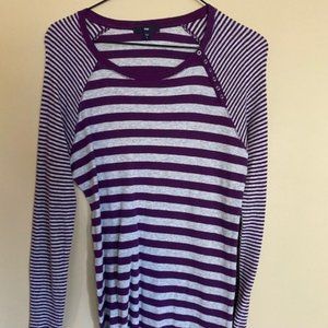 Purple and Gray Stripped Long Sleeve Tee